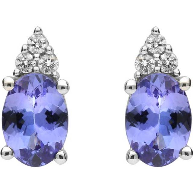 18ct White Gold Tanzanite and Diamond Drop Stud Earrings
