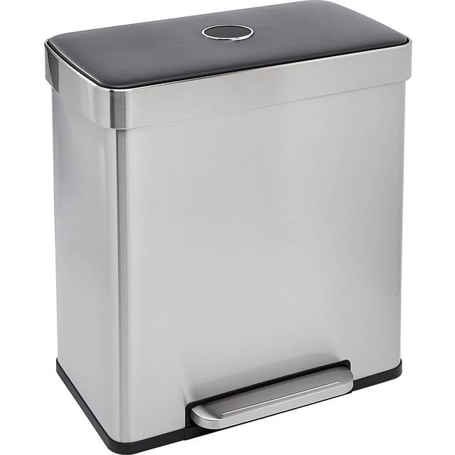 Amazon Basics Rectangular Recycling Rubbish Bin with 2 Compartments - 60ÂLitres