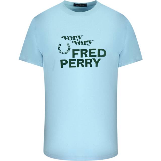 Fred Perry Mens Very Logo Blue T-Shirt Cotton - Size Small