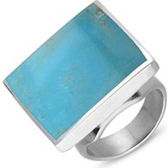 Sterling Silver Turquoise Hallmark Medium Square Ring - Silver