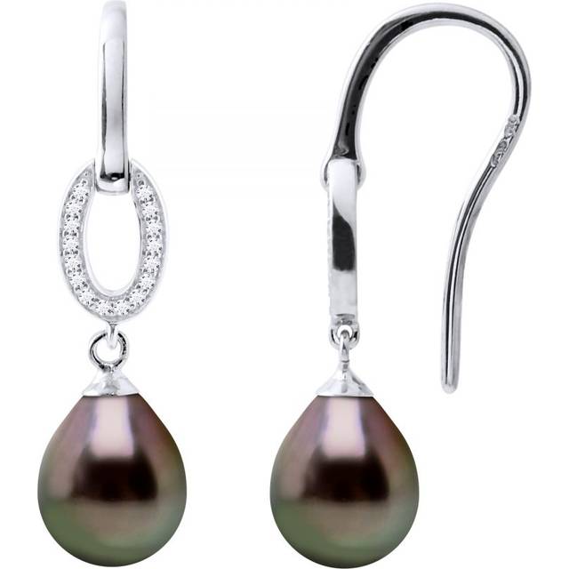Diadema Womens - Earrings Real Tahitian Pearls - Natural Silver - One Size
