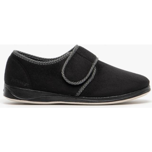 (UK 9, Black) Mens Padders Memory Foam Comfort Slippers Harry - G Fit