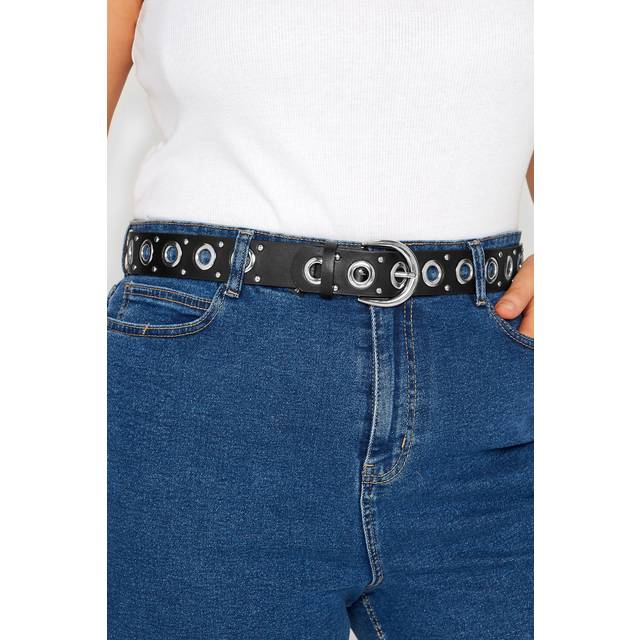 Black Eyelet Studded Belt - 28-32