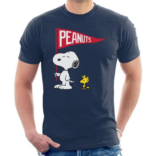 Snoopy & Woodstock Flag Peanuts T-Shirt - Navy - XL