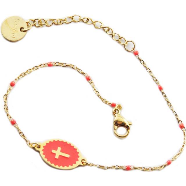 Les Trésors De Lily [R0082] - Rose guld 'Cross' stål designerarmband - 12x9 mm stark rosa