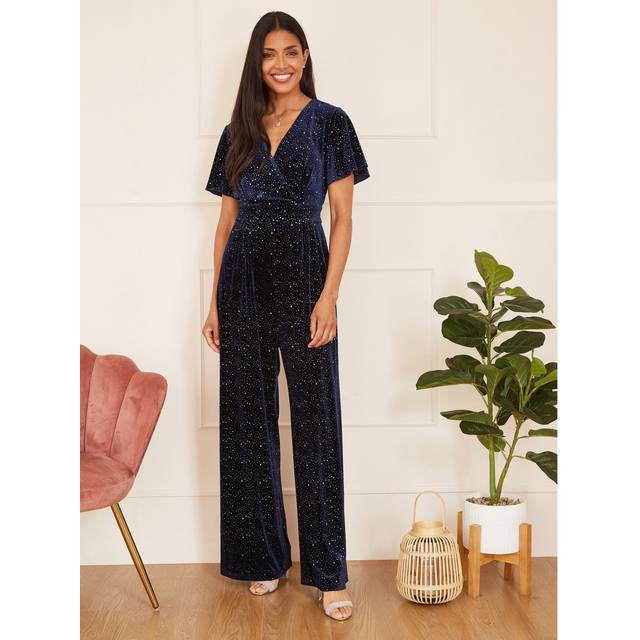 Navy Sparkle Velvet Jumpsuit - 10