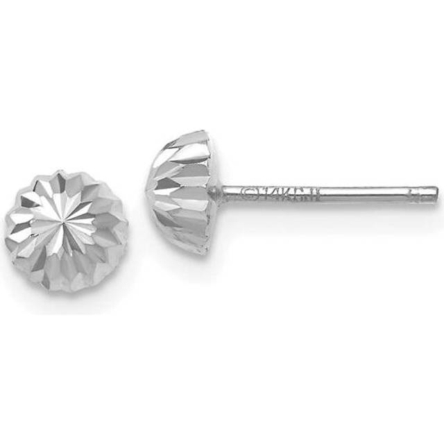 Quality Gold XWE206 14K White Gold Polished & Diamond-Cut Half Ball Post Earrings