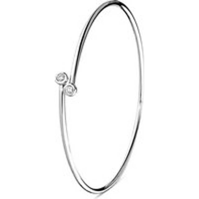 18ct White Gold 0.10ct Diamond Tube Set Crossover Bangle