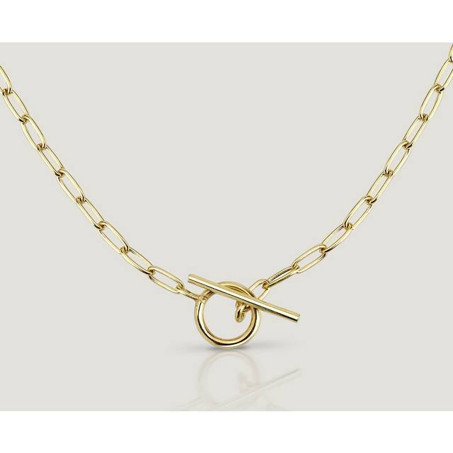 John Greed CANDY Cane Gold Plated Silver Open Oval Wire T-Bar Necklace For Women - gold/silver