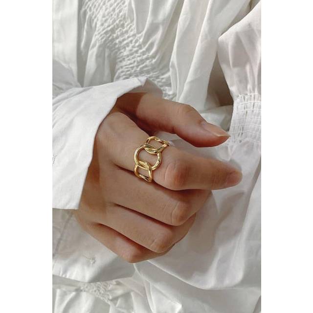14K Gold Chain Link Ring - One Size