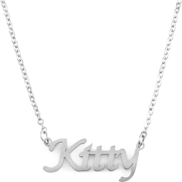Kitty Personalized Name Necklace Adjustable Chain - Silver Tone Packaging