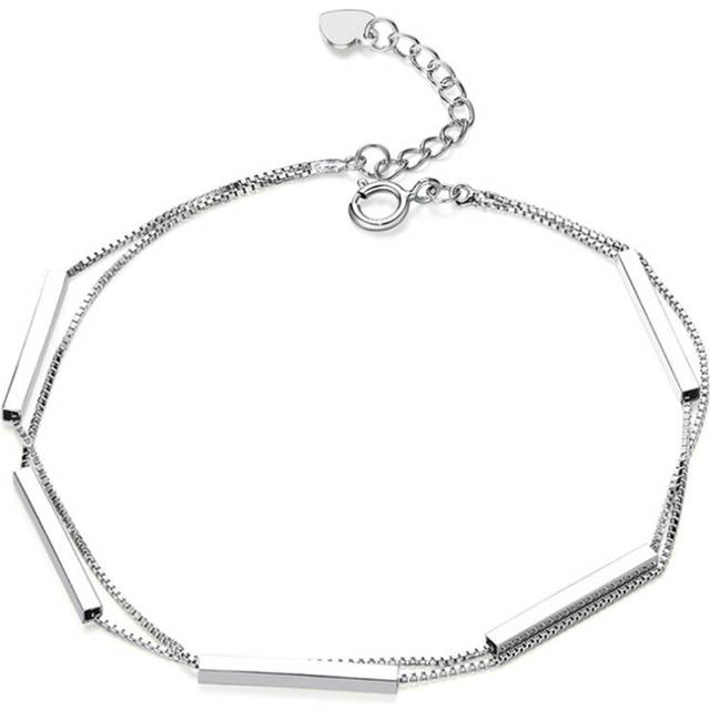 Silver plating Double Layers Chain Bracelet Geometric Lock Bracelet for Women Fashion Jewelry