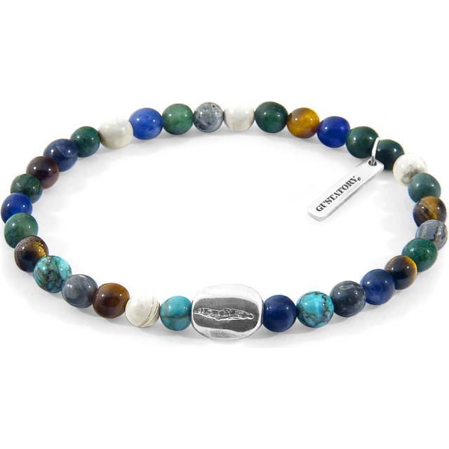 Multicoloured Multi-Gem GUSTATORY Coffee Bean Silver and Stone Bracelet