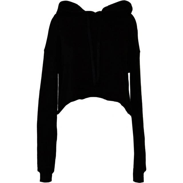 (L, Black) Bella + Canvas Womens/Ladies Fleece Crop Hoodie