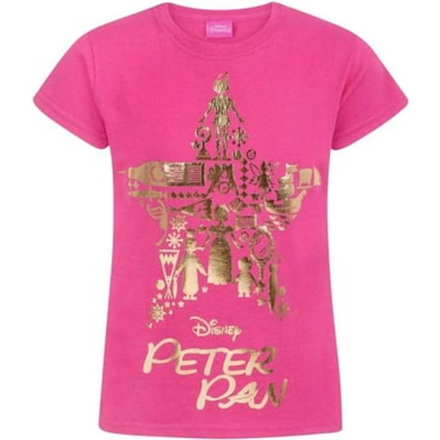 (12-13 Years, Pink) Peter Pan Girls Gold Foil Short-Sleeved T-Shirt