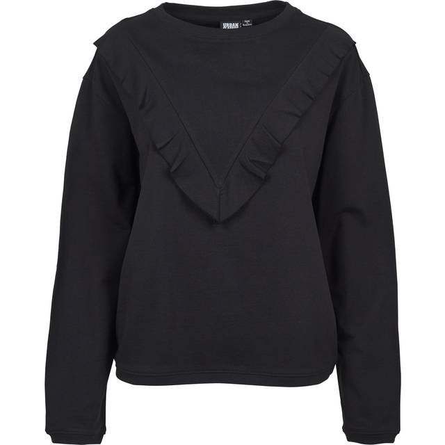 Urban classics women sweatshirt ladies terry volant crew black