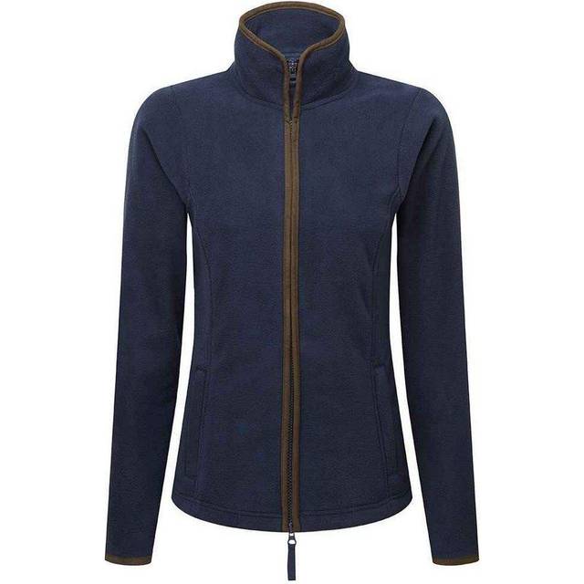 (L, Navy/Brown) Premier Womens/Ladies Artisan Contrast Trim Fleece Jacket