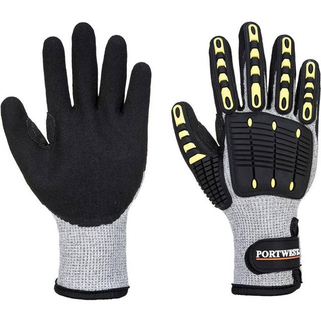 (3XL, Grey/Black) Portwest Unisex Adult A729 Impact Resistant Thermal Cut Resistant Gloves