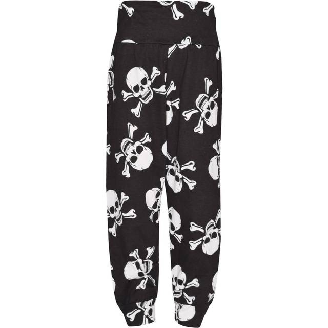 (7-8 Years, Skull & Cross Bones Print) Kids Girls Ali Baba Harem Trouser Plain Color Fashion Trendy Leggings 2-13 Years