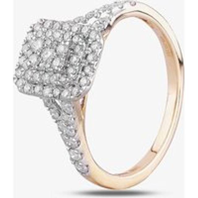 9ct Two Colour Gold 0.50ct Diamond Oblong Cluster Shouldered Ring THR23662-50 M
