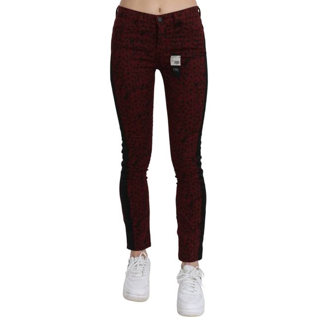 Costume National, Bukser, Dame, Rød, W26, Bomuld, Mørkerød Slim Fit Bomuldsjeans