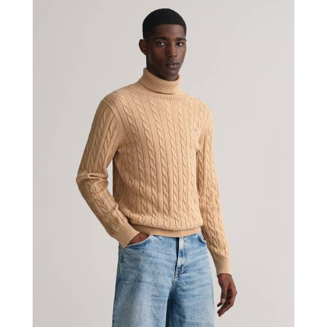 Gant for man. 8050607 Beige Cotton Eights Knitted Pullover With Swan Collar (S), Casual