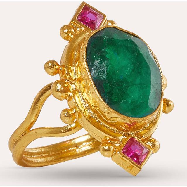 Raina Emerald and Pink Crystal Ring
