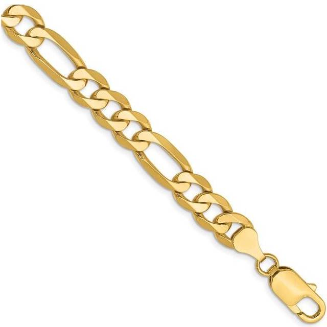 14K Yellow Gold 7.5 mm Flat Figaro 9 in. Chain Bracelet
