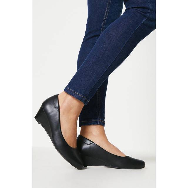 Womens Good For The Sole: Cerys Comfort Low Wedge Heel Court Shoes - Black - 8