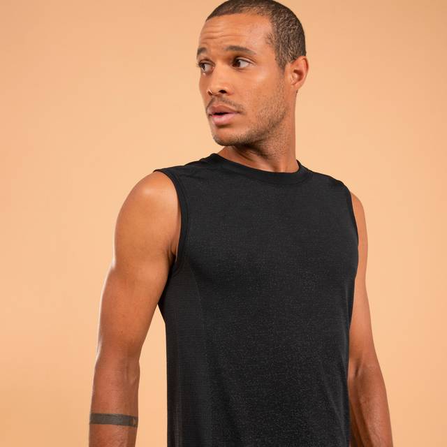 Men's Seamless Dynamic Yoga Tank Top - Black - Graphite Black/charcoal Grey