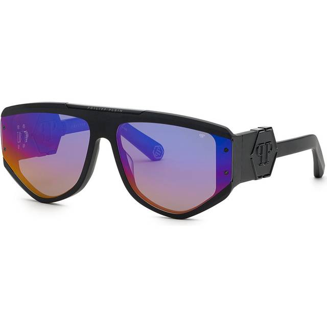 Philipp Plein Man SPP093M PLEIN EGO  703V Sunglasses Acetate Black Grey Geometric Normal Mirror