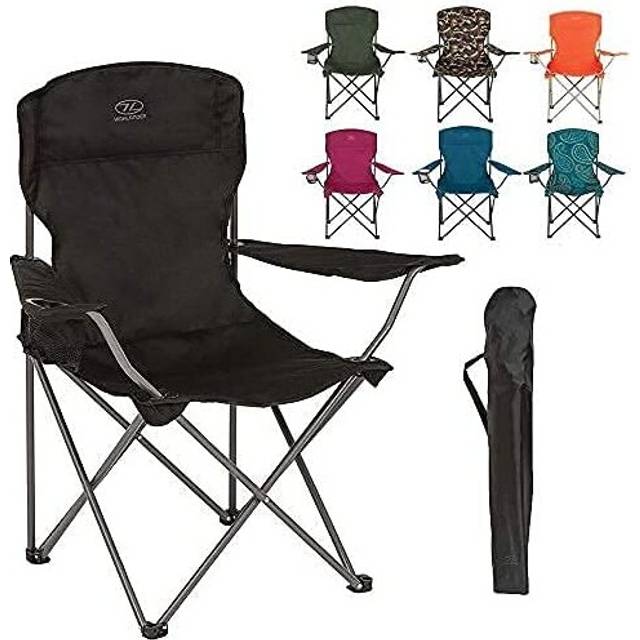 Highlander Lightweight Durable Compact Folding Camp Chair - Portable Chair with Cup Holder Perfect for Camping, Festivals, Garden, Caravan T