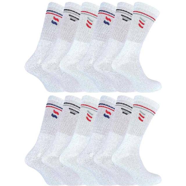 Retro Stripe Cotton Sports Socks in White & Black - 6-11
