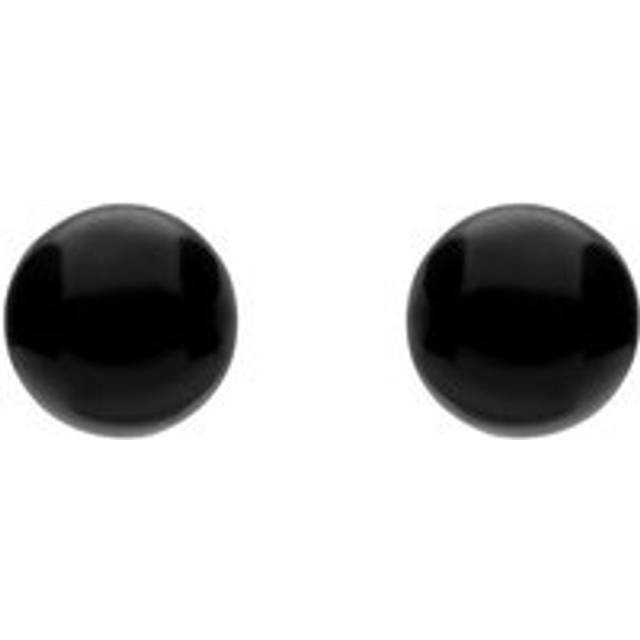 Yellow Gold Whitby Jet 8mm Ball Stud Earrings - 9ct