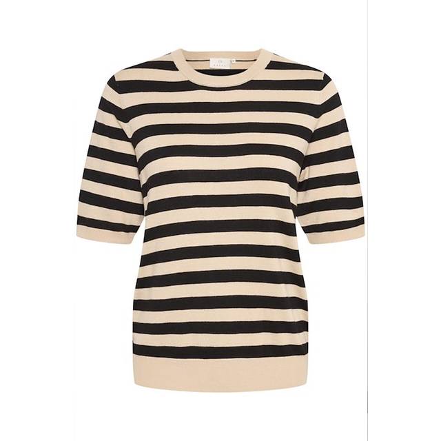 Kaffe Kamilo Short Sleeve Knit Dam Kortärmade T-shirts Stl. XS - Från Magasin - Smoke Gray/black Deep Stripe (XS)