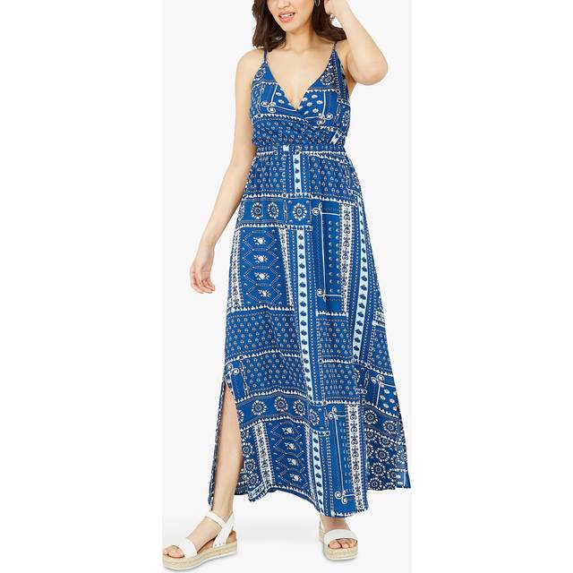Mela London Womens Navy Scarf Printed Maxi Dress With Tie Back - Size 10 UK