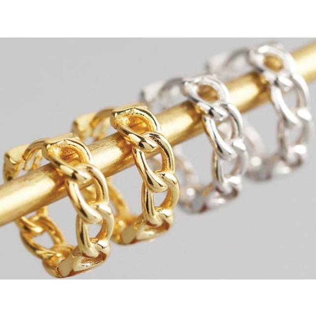 14k Gold Chain Hoop Earrings - One Size