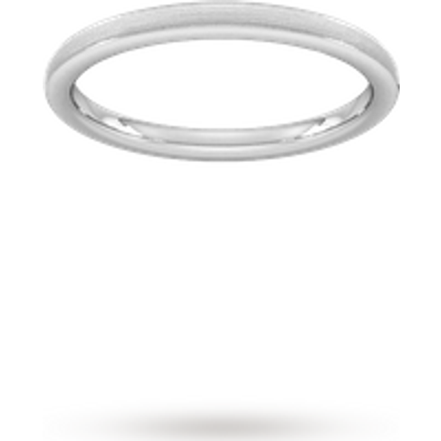 2mm Traditional Court Standard Matt Centre With Grooves Wedding Ring In 950 Palladium - Ring Size L
