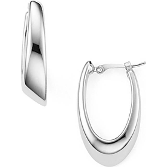 Sterling Silver Oval Hoop Earrings, Silver