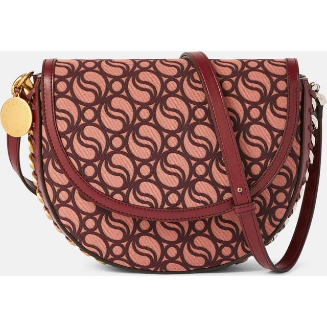Stella Mccartney Ladies Burgundy Frayme Medium S-Wave Flap Shoulder Bag - Silver Tone (Size 22x17.5x6 cm)
