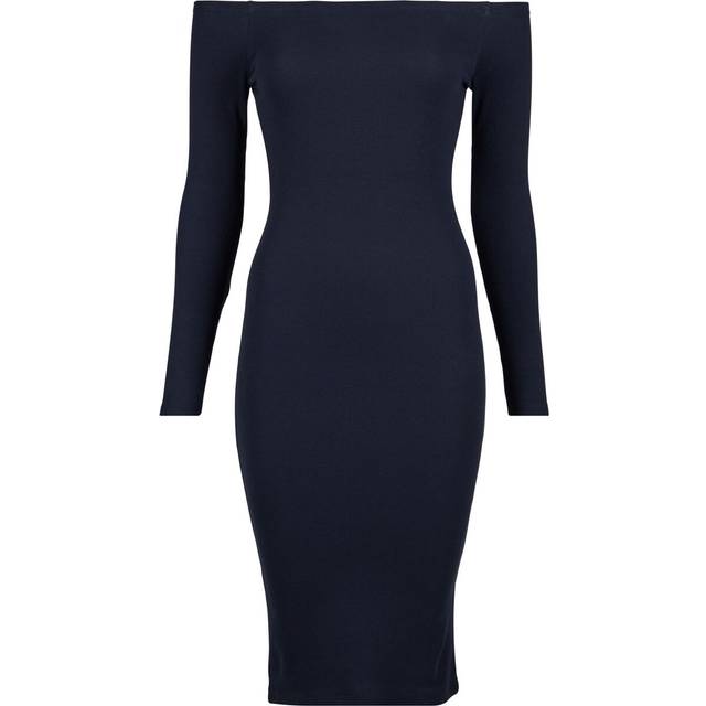 UC Ladies UC Off Shoulder Longsleeve Rib Dress Black / L Klänning