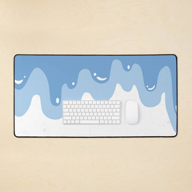 Desk Mat Blueberry Meow Milk Drip Large Gaming Mouse Pad 35x16 inch