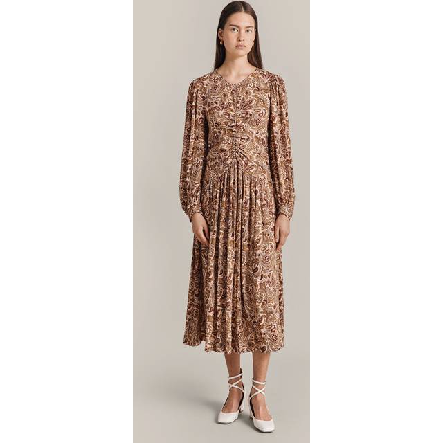Ghost Ava Paisly Midi Dress, Khaki