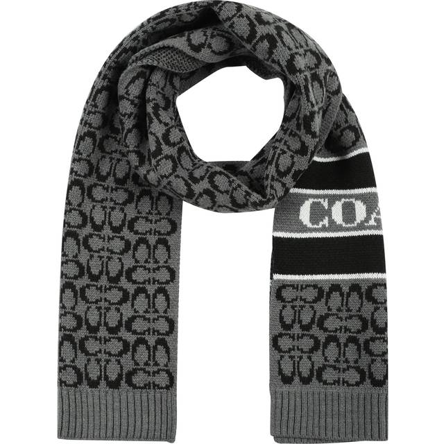Coach Women's Signature C Logo Knit Scarf  Black  One Size