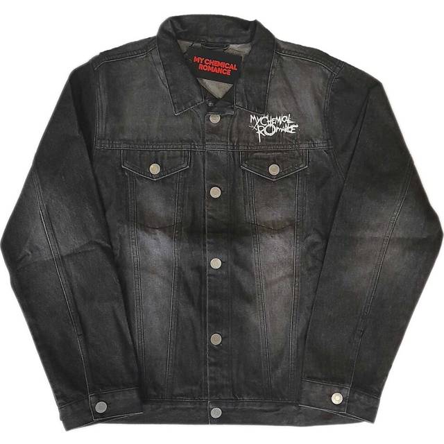 (XXL, Black) My Chemical Romance Unisex Adult Back Print Logo Denim Jacket