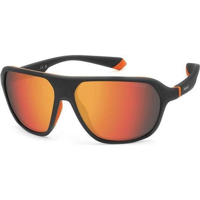 Polaroid Unisex PLD 2152/S RC2/OZ Solglasögon Plast Svart Orange Fyrkantig Polariserad Spegel