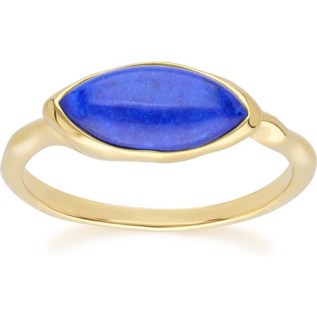 Irregular Marquise Lapis Lazuli Ring In 18ct Gold Plated SterlIng Silver