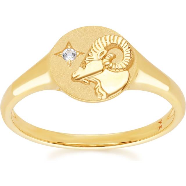 Zodiac Topaz Aries Signet Ring In 9ct Yellow Gold