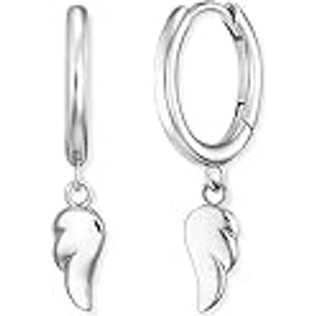 Angel Whisperer Flying Wings Silver Hoop Dropper Earrings ERE-FLYWING1-CR