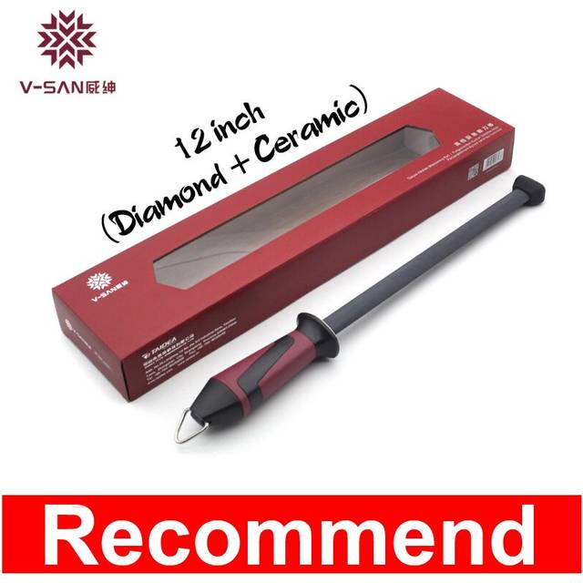 (a-12 inch Ceramic knife sharpener) V-SAN 10/12inch Ceramic Sharpeners Rod/Steel Knife Sharpeners Diamond Grinding Knive Tools Grit 1000# Sharpening M